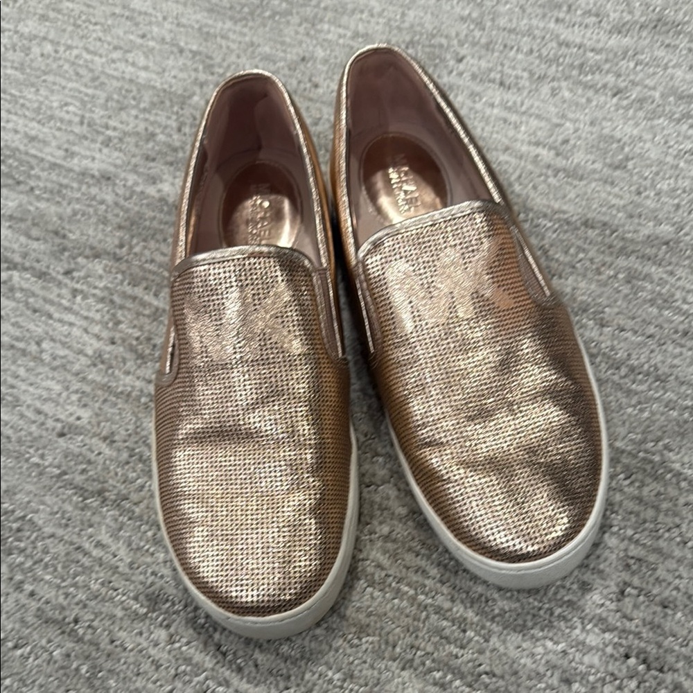 Michael Kors Gold Slip-On Sneakers with Shimmer Finish